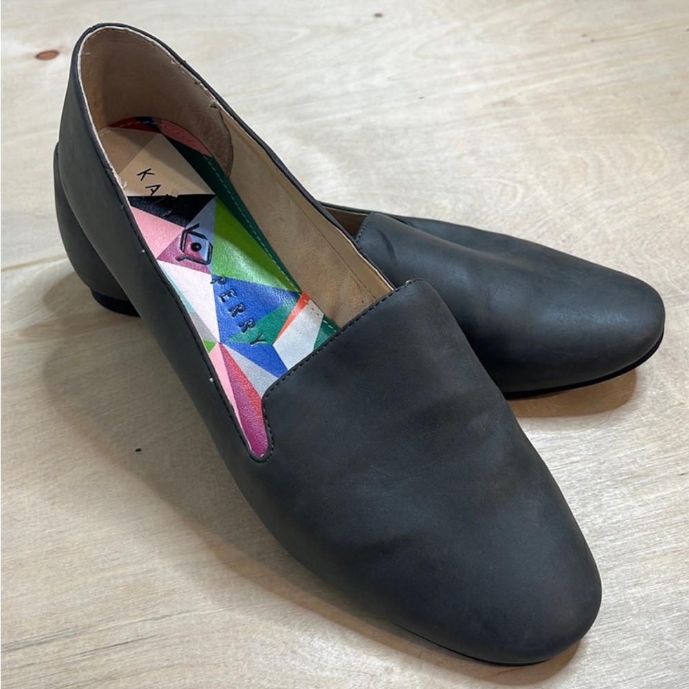 Gray Flats Nubuck Leather Slip On Loafers Size 8